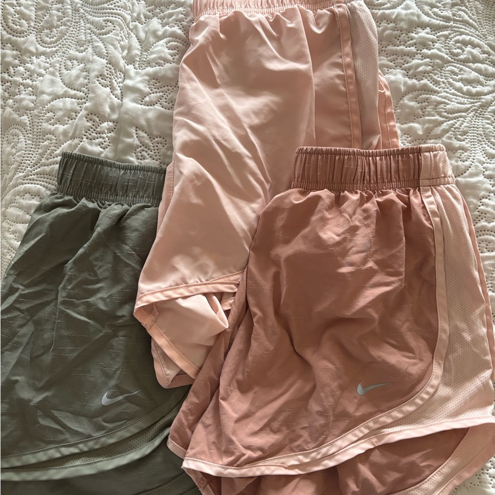 Nike Women's Athletic Shorts Set - Pink and Olive